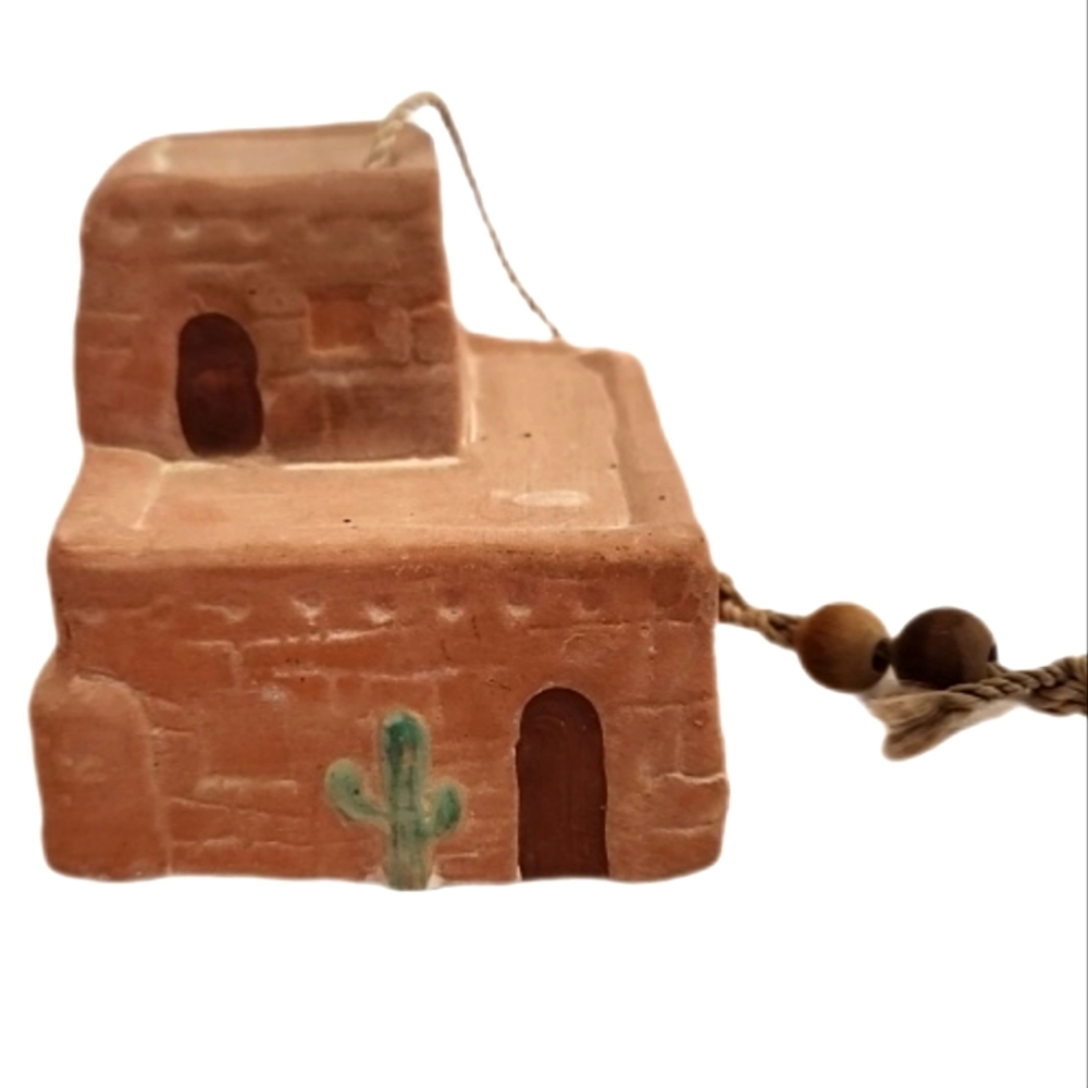 Hand Painted Terracotta Pueblo House Ornament Southwest Naitive American